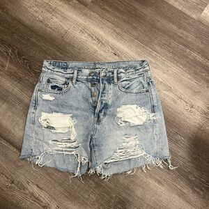 American Eagle Outfitters Light Blue Distressed Jean Shorts